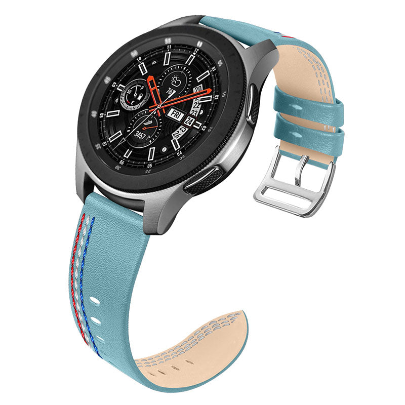 Top Layer Cowhide Genuine Leather Stitching Design Watch Band Strap for Samsung Galaxy Watch3 45mm Watch 46mm Top Layer Cowhide Genuine Leather Stitching Design Watch Band Strap for Samsung Galaxy Watch3 45mm Watch 46mm